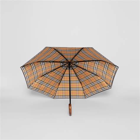 burberry vintage check walking umbrella|burberry check lined folding umbrella.